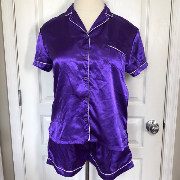 Just Love Other - BEAUTIFUL SILKY PJ SHORT SET PURPLE XL